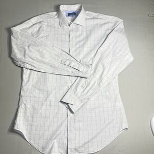Esquire Dress Shirt Slim Fit Non Iron Purple White Check Mens 16.5 34/35